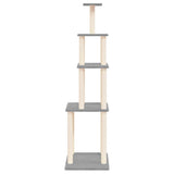 Cat Tree with Sisal Scratching Posts Light Grey 183 cm - Top-Down View