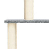 Cat Tree with Sisal Scratching Posts Light Grey 183 cm - 45-Degree Angle
