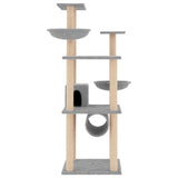 Cat Tree with Sisal Scratching Posts Light Grey 141 cm
