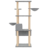 Cat Tree with Sisal Scratching Posts Light Grey 141 cm - Top-Down View