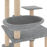 Cat Tree with Sisal Scratching Posts Light Grey 141 cm - Rear View