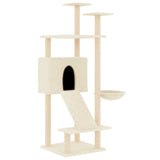 Cat Tree with Sisal Scratching Posts Cream 153 cm - Front View