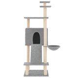 Cat Tree with Sisal Scratching Posts Light Grey 153 cm - Side View