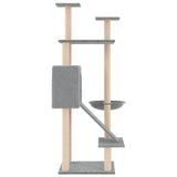 Cat Tree with Sisal Scratching Posts Light Grey 153 cm - Top-Down View
