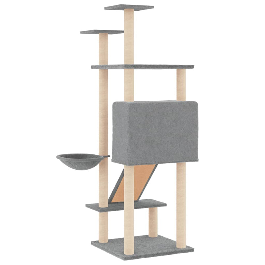 Cat Tree with Sisal Scratching Posts Light Grey 153 cm