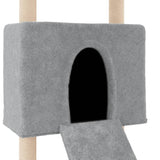 Cat Tree with Sisal Scratching Posts Light Grey 153 cm - Rear View