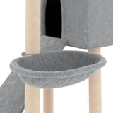 Cat Tree with Sisal Scratching Posts Light Grey 153 cm - Close-Up Angle