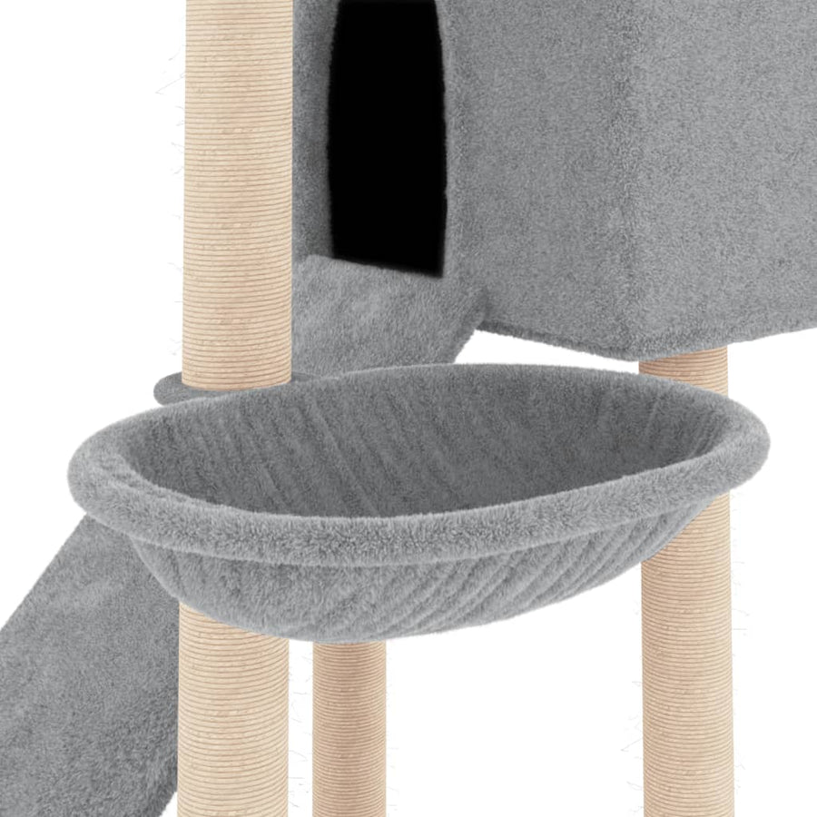 Cat Tree with Sisal Scratching Posts Light Grey 153 cm