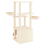 Cat Tree with Sisal Scratching Posts Cream 133 cm - 45-Degree Angle