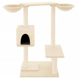 Cat Tree with Scratching Posts Cream 82 cm - Side View