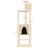 Cat Tree with Sisal Scratching Posts Cream 154 cm - Side View