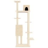 Cat Tree with Sisal Scratching Posts Cream 154 cm - Top-Down View
