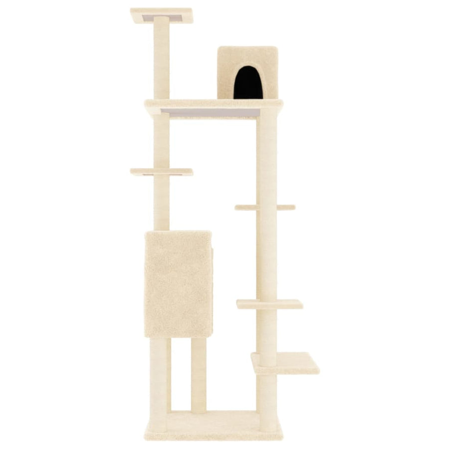 Cat Tree with Sisal Scratching Posts Cream 154 cm