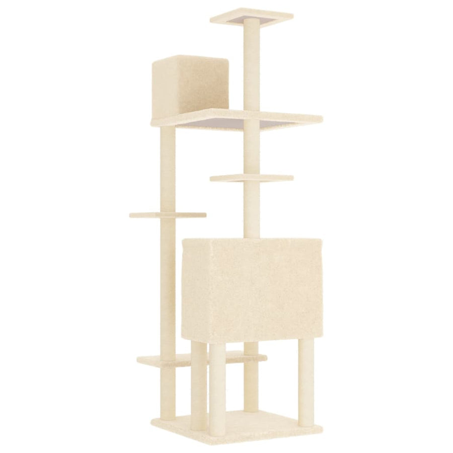 Cat Tree with Sisal Scratching Posts Cream 154 cm