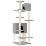 Cat Tree with Sisal Scratching Posts Light Grey 154 cm - Front View
