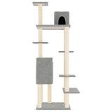 Cat Tree with Sisal Scratching Posts Light Grey 154 cm - Top-Down View