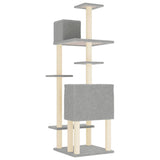 Cat Tree with Sisal Scratching Posts Light Grey 154 cm - 45-Degree Angle