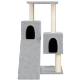 Cat Tree with Sisal Scratching Posts Light Grey 82 cm - Side View