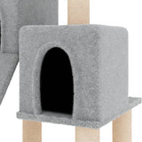 Cat Tree with Sisal Scratching Posts Light Grey 82 cm - Rear View