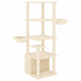 Cat Tree with Sisal Scratching Posts Cream 147 cm - Front View