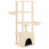 Cat Tree with Sisal Scratching Posts Cream 147 cm