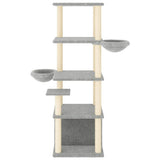 Cat Tree with Sisal Scratching Posts Light Grey 147 cm - Side View