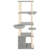 Cat Tree with Sisal Scratching Posts Light Grey 147 cm