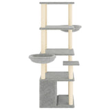 Cat Tree with Sisal Scratching Posts Light Grey 147 cm - Top-Down View