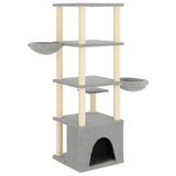 Cat Tree with Sisal Scratching Posts Light Grey 147 cm - 45-Degree Angle