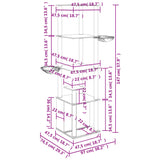 Cat Tree with Sisal Scratching Posts Light Grey 147 cm - Close-Up Angle