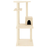 Cat Tree with Sisal Scratching Posts Cream 123 cm - Side View