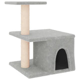 Cat Tree with Sisal Scratching Posts Light Grey 48 cm - Front View