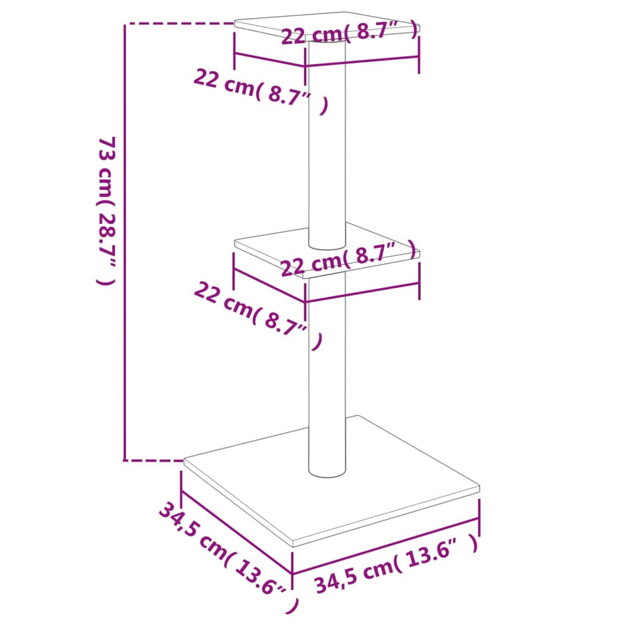 Cat Tree with Sisal Scratching Posts Cream 73 cm