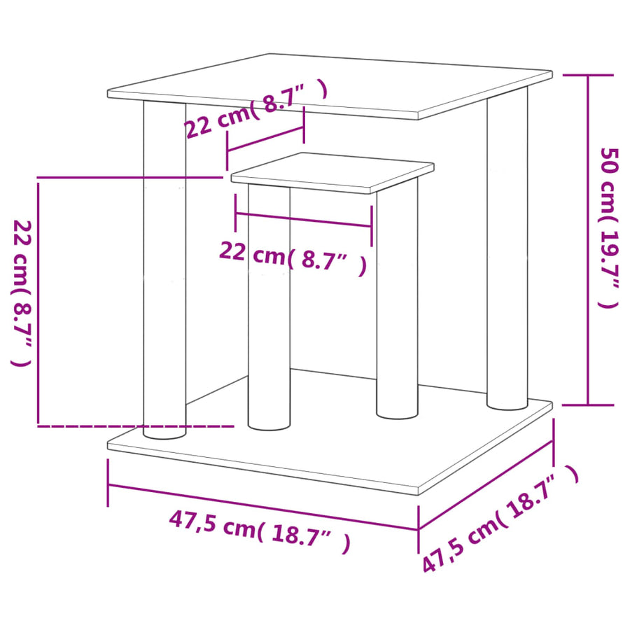 Cat Scratching Posts with Platforms Light Grey 50 cm