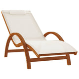 Sun Lounger with Pillow White Textilene and Solid Wood Poplar - Front View