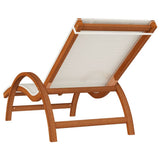 Sun Lounger with Pillow White Textilene and Solid Wood Poplar - 45-Degree Angle