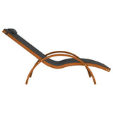 Sun Lounger with Pillow Grey Textilene and Solid Wood Poplar - Top-Down View