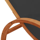 Sun Lounger with Pillow Grey Textilene and Solid Wood Poplar - Rear View