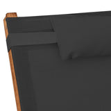 Sun Lounger with Pillow Grey Textilene and Solid Wood Poplar - Close-Up Angle