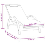 Sun Lounger with Pillow Grey Textilene and Solid Wood Poplar - Low Angle