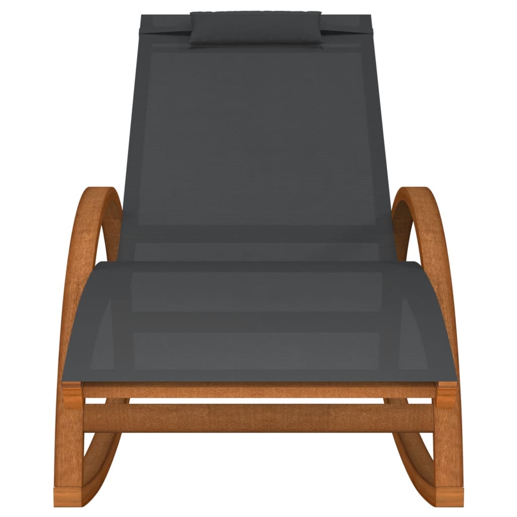 Rocking Chair Grey Textilene and Solid Wood Poplar