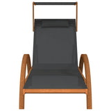 Sun Lounger with Canopy Grey Textilene and Solid Wood Poplar
