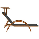 Sun Lounger with Canopy Grey Textilene and Solid Wood Poplar