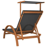 Sun Lounger with Canopy Grey Textilene and Solid Wood Poplar