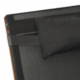 Sun Lounger with Canopy Grey Textilene and Solid Wood Poplar