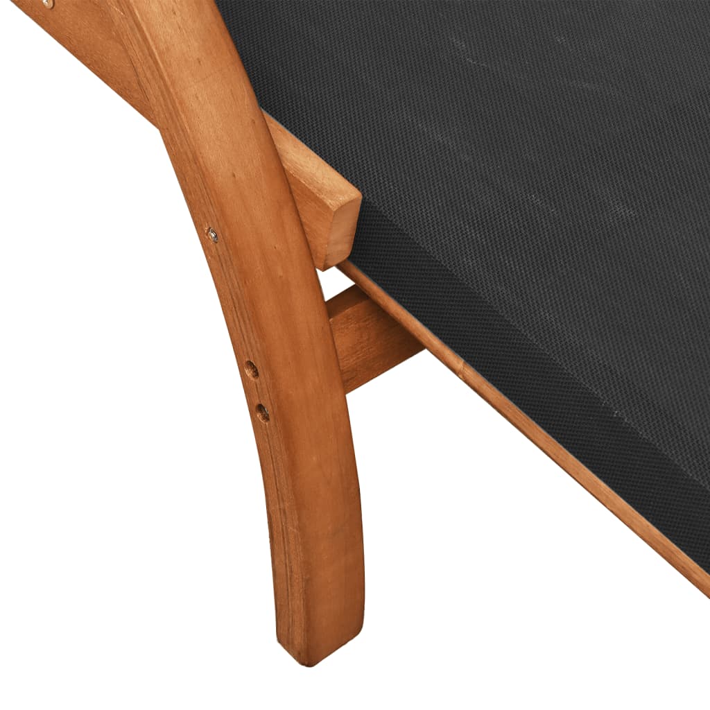 Sun Lounger with Canopy Grey Textilene and Solid Wood Poplar