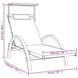 Sun Lounger with Canopy Grey Textilene and Solid Wood Poplar - Extra Image