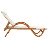 Sun Lounger with Pillow White Textilene and Solid Wood Poplar - Top-Down View