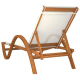 Sun Lounger with Pillow White Textilene and Solid Wood Poplar - 45-Degree Angle