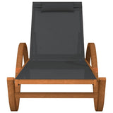 Sun Lounger with Pillow Grey Textilene and Solid Wood Poplar